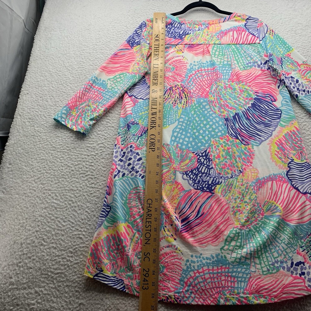 Lilly Pulitzer Ali Dress Womens Medium M Roar of the Sea Pima Cotton V Neck Mom‎ - Picture 8 of 14